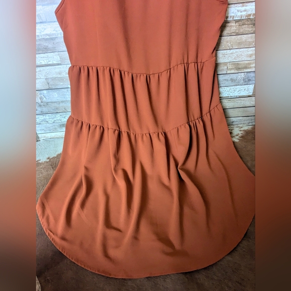 New Dark Orange Tiered Hi Lo Sleeveless Dress or Tunic - Picture 11 of 14